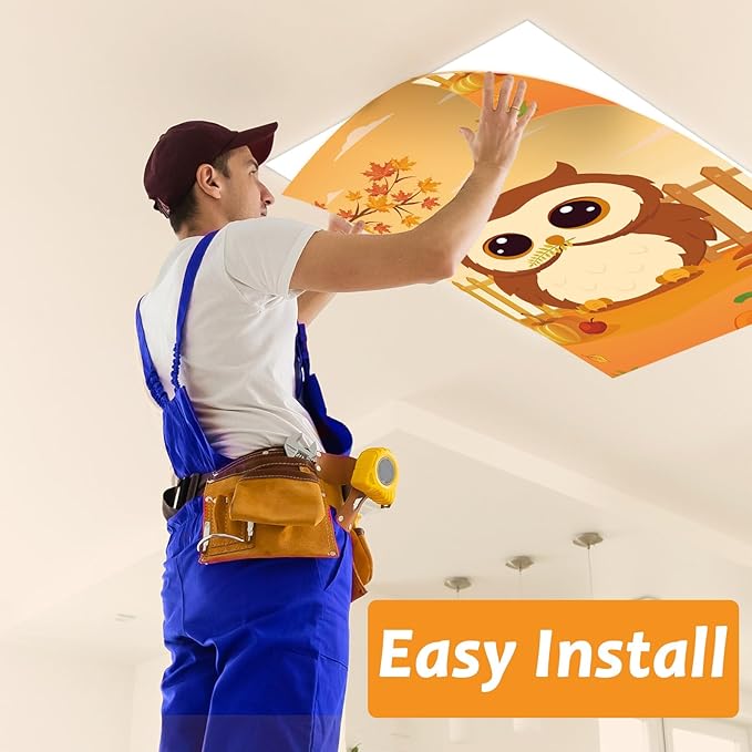 6 Pcs Fluorescent Light Covers with 60 Magnets Fall Animal Decorative for Classroom Ceiling Light 4 x 2 Feet Magnetic Lights Covers Filter for Office Hospitals Home Autumn Classroom Decor(Fall Animal)