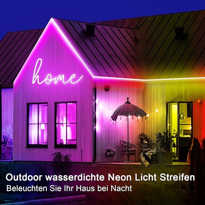 segrass 132FT Neon LED Rope Lights IP65 Waterproof LED Lights for Bedroom Flexible LED Light Strip with Remote/APP Control RGB Lighting Strip for Indoors Outdoors Bedroom Room Home Décor