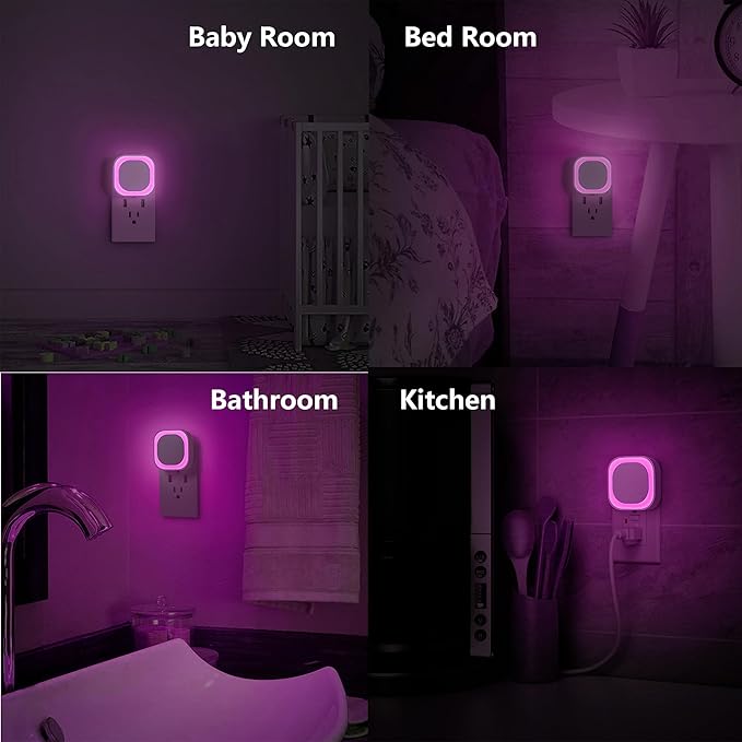 YUNLEX 2 Pack Plug in Pink Night Light, Dimmable, Auto ON/Off, Dusk to Dawn, Eye-Caring Glow for Princess-Themed Bedroom, Bathroom, Hallway, as Mother Gifts