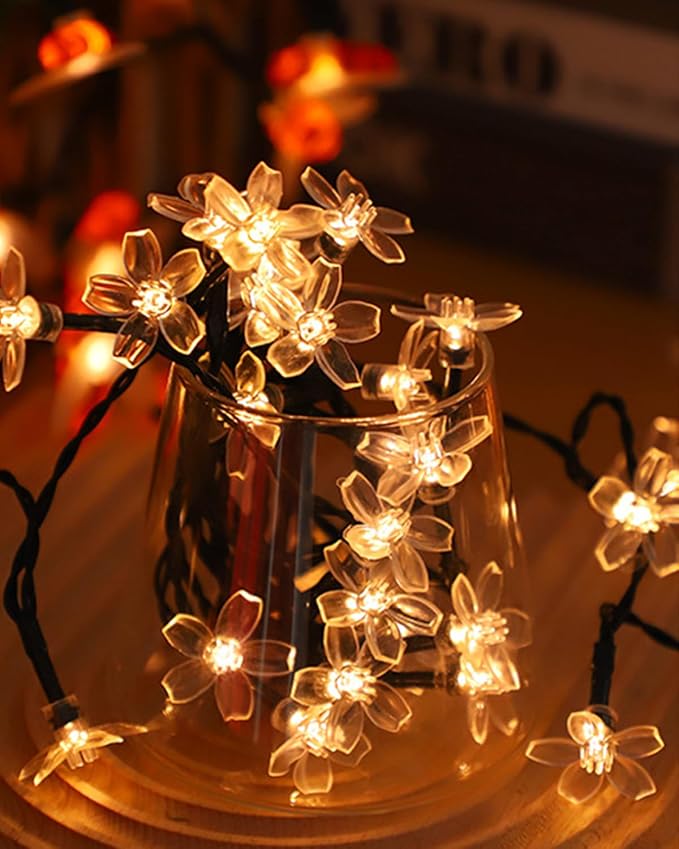 USB Plug in 33ft 100 LED Fairy Flower Lights Strin Indoor Outdoor Decor | Warm White Decorative Floral Lamp Indoor Outdoor Decorations For Bedroom, Christmas, Valientine'S Day, Easter Or Birthday
