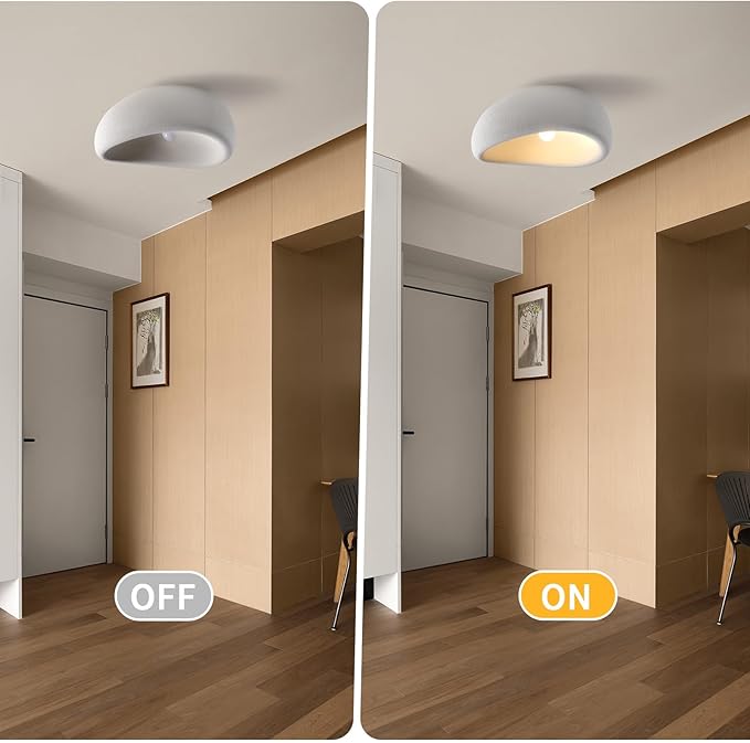 JAYMP Modern Ceiling Light for Dining Room Kitchen Island Hallway Living Room E26 Base Japanese Wabi-Sabi Style Bird Nest Shape Lighting Fixture (Matte White, D45xH24cm)