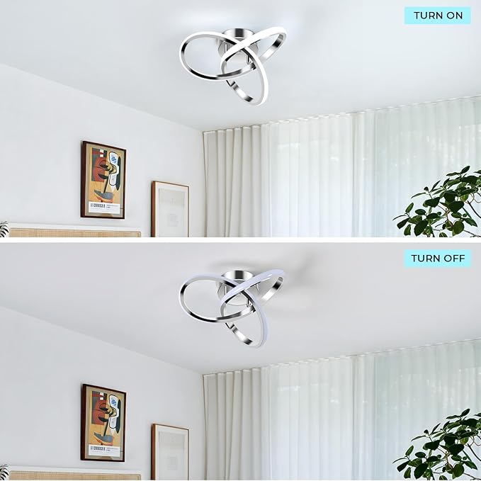 Goeco Modern LED Ceiling Light, 9.8'' 6500K Semi Flush Cool White Design for Bedroom, Corridor, Bathroom, Office, Kitchen, Laundry Room