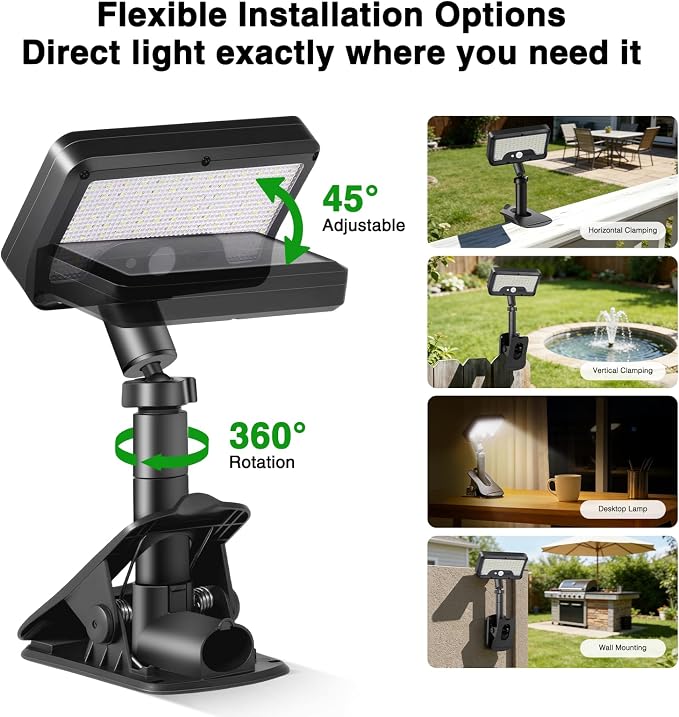 iMaihom Clip On Solar Lights Outdoor with Motion Sensor, 92 LED 600LM Solar Fence Lights, Warm/Neutral/Cool White, 360° Adjustable, IP65 Waterproof Security Light for Deck, Gutter, Porch (1, Brown)