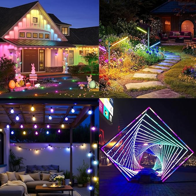 ESP32 WLED LED Controller with Mic for Music Sync, APP/Web Control, IP65 Waterproof, 5V/12V/24V WS2812B SK6812 WS2811 RGBIC Addressable LED Strip Lights, 20A Output Fuse Protection
