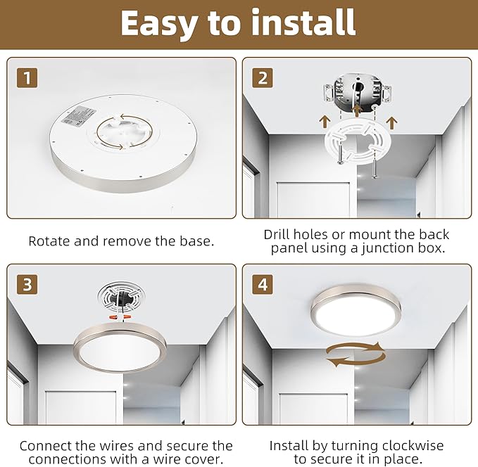 Hlite 6pack 9 Inch Flush Mount LED Ceiling Light Fixture,18W 1800LM Super Slim Light Fixtures Ceiling Mount 3000K/4000K/5000K 3CCT Selectable,Light Fixtures for Kitchen,Bedroom (Brush Nickel)