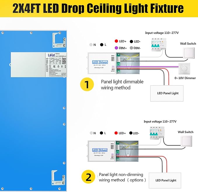2x4 LED Flat Panel Light Drop Ceiling Light Fixture,7800LM Super Bright 5000K Daylight,0-10V Dimmable,ETL Listed,2x4 LED Recessed Drop Ceiling Troffer Light for Office Shop Commercial Lighting 4 Pack
