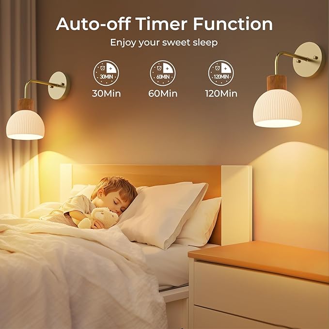 Glass Battery Operated Wall Sconces Set of 2, Rechargeable Wall Lamp with Remote, 12 Colors Dimmable Wireless Sconces Wall Decor Set of 2 with Timer for Bedroom Living Room (Gold, 2 Pack)