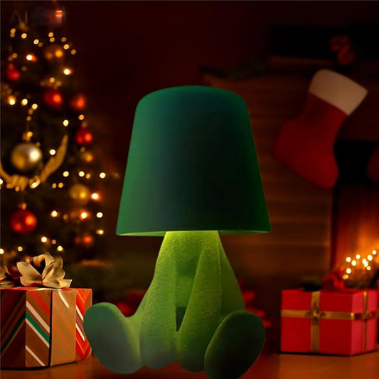Modern Table Lamp for Youth: Rechargeable Cute Light for Kids Child Teen - Gift for Birthday Christmas Halloween Easter (Green Big)