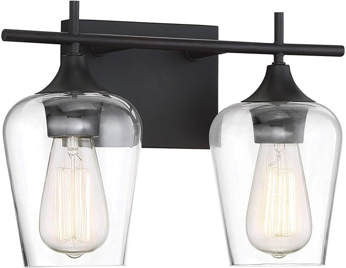 Savoy House 8-4030-2-13 Octave Bohemian Clear Glass Bathroom Vanity Wall Light, 2-Light 120 Total Watts, 10" H x 14" W, English Bronze