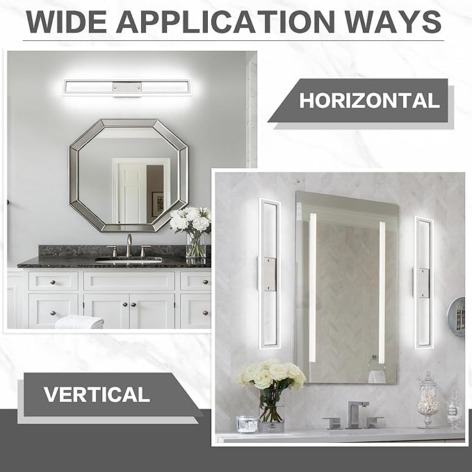 ZUZITO LED Vanity Light - Brushed Nickel Bathroom Light Fixture Dimmable - 32 Inch Modern Bathroom Lights Over Mirror 6000K
