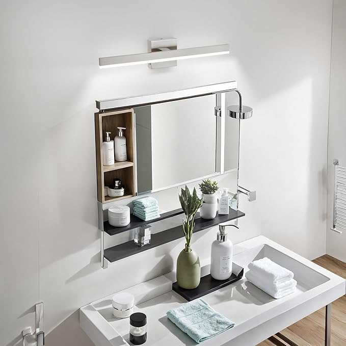 Nickel Bathroom Vanity Light 23.6 inch, 20W Dimmable 5CCT LED Bathroom Light Fixture Over Mirror Restroom-ETL Certificated