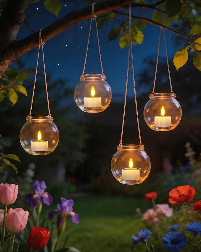 Yme Solar Tea Lights Outdoor Waterproof, 12 Pack Flickering Flameless Solar Candles with Dusk to Dawn Sensor, Rechargeable LED Votive Tealights for Lanterns Garden Patio Wedding Party Decor