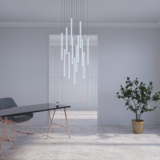 CANALIS 13 Mini Pendant Lighting White - LED Hanging Light Fixture for Kitchen Island, Bar, Foyer - Cluster Pendants - Dimmable, Adjustable Wire, Lamp Bulb Included