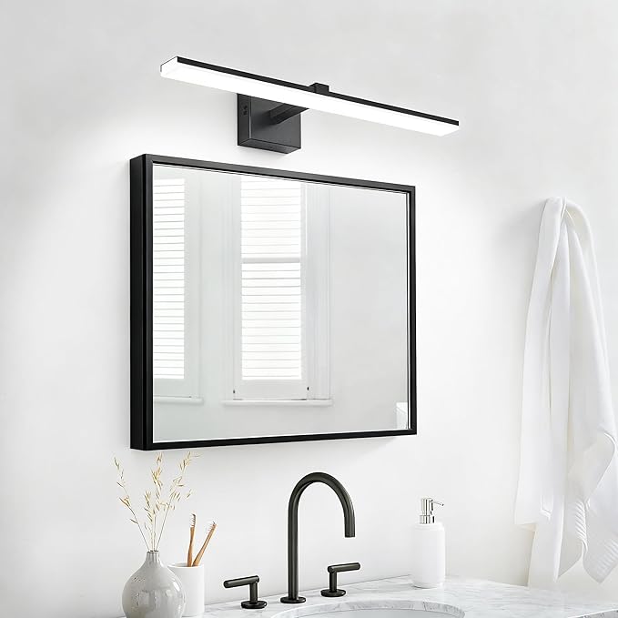 ZUZITO Black Bathroom Vanity Lights- 24inch Modern LED Bathroom Light Fixtures Dimmable Vanity Light Acrylic Bath Room Lighting Fixture Over Mirror