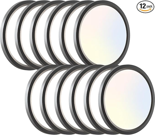 hepside 12PACK LED Flush Mount Ceiling Light, 3CCT Selectable 3000K-4000K-6500K & 100W Equivalent Modern Kitchen Recessed Ceiling Lamp 15W 1500Lm 7.5 Inch for Bathroom Closet Laundry Bedroom Hallway