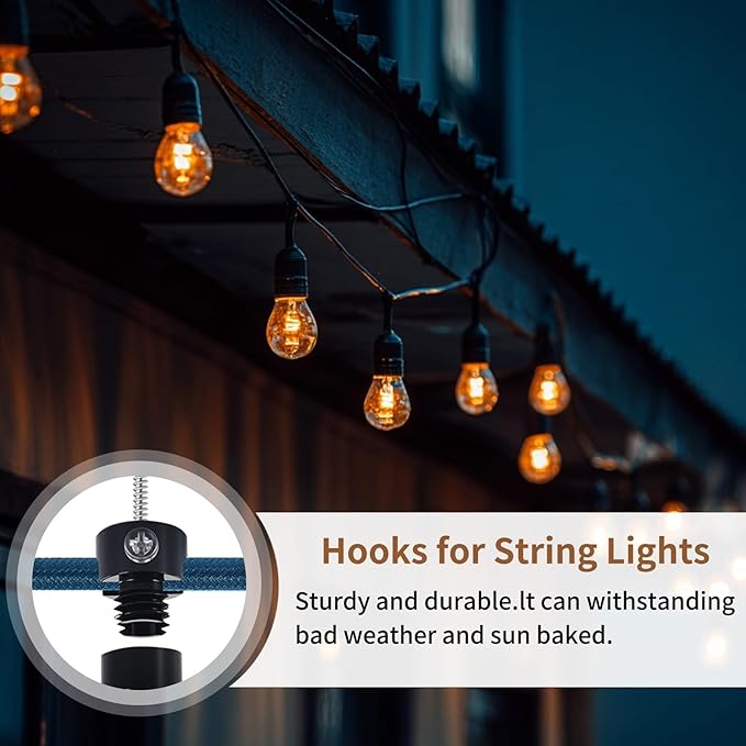 Upgrade 0.46’’ Big Hole Ceiling Hooks for Hanging Lights，Aluminum Ceiling Hook for Light Fixture, Black Adjustable Swag Hook, Pendant Lights Hook, Swag Hooks for Hanging Lamp Shades (6 Pack)