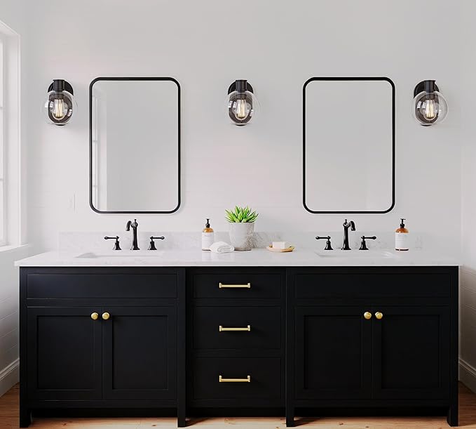 Tawson Dan Modern Farmhouse 1-Light Wall Sconces Light with Clear Glass Globe Shade in Dark Bronze Finish for Hallway, Entryway, Bathroom, Garage, Kitchen, Living Room