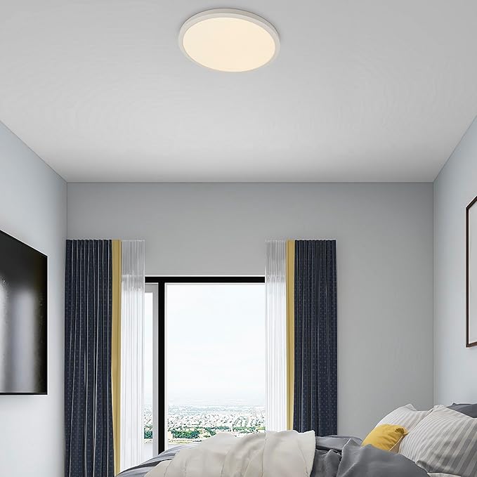 Maxxima 19 in. LED Flush Mount Ceiling Light Fixture - 2500 Lumens, 5 CCT 2700K/3000K/35000K/4000K/5000K, Round Color Selectable Panel Light, Dimmable, Suitable for Bathroom or Shower