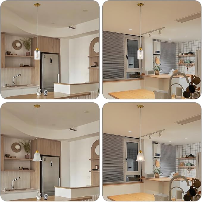 Small Pendant Light Kit - Gold, Single Island Lights for Kitchen, DIY Make Modern & Farmhouse Pendant Lights, Hanging Light Fixtures Ceiling Mount, Adjustable Height （Shade and Bulb Not Included）