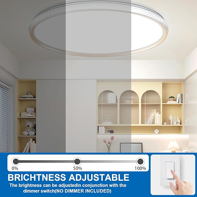 LED Ceiling Light 15-Inch Dimmable Flush Mount with 5CCT Adjustable Color Temperature (2700K-5000K), 35W 4000LM, Ceiling Light Fixture for Bedroom, Kitchen, Living Room, Office, and Hallway.