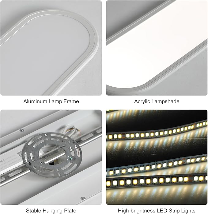 Ganeed 4.59FT 60W Dimmable Modern LED Linear Kitchen Ceiling Lamp, High Brightness Flush Mount Low Profile Long Ceiling Light Fixture for Shop Lighting Home Closet Laundry, White