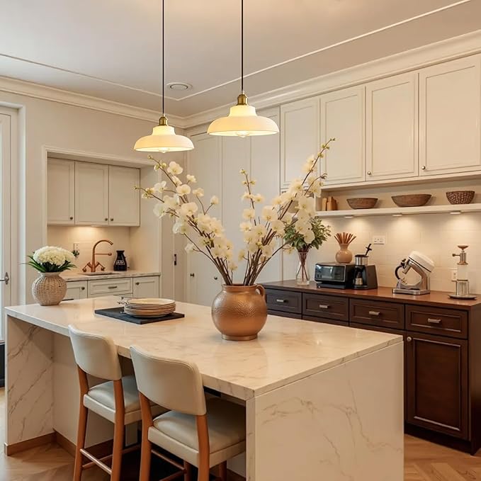 XZHGCEE Plug in Pendant Light: Hanging Light Plug in Milk Glass Hanging Lamp, Pendant Lighting for Kitchen Island, Bedroom, Dining Room, Living Room, No Bulb