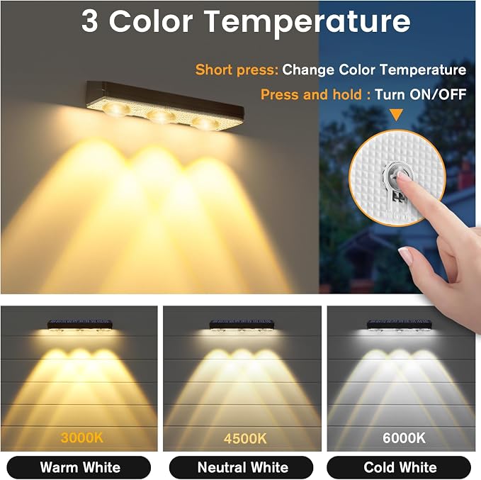JOFIOS Solar Fence Lights Outdoor,1300mAh,Warm/Natural/Cool White,IP65 Waterproof,6 inch Fence Lights Solar Powered,Solar Lighting for Deck, Backyard, Railing(8Pack Black)