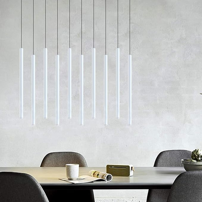 CANALIS 10 Mini Pendant Lighting White - LED Hanging Light Fixture for Kitchen Island, Bar, Foyer - Cluster Pendants - Dimmable, Adjustable Wire, Lamp Bulb Included