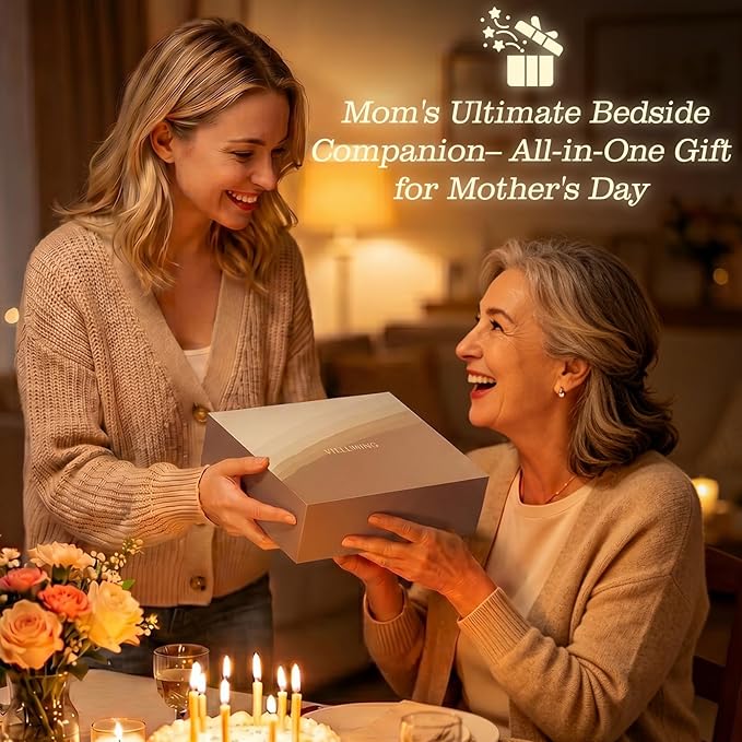 Vivilumens Gifts for Mom 6 in 1 Bedside Lamps with Wireless Charger Bluetooth Speaker White Noise Machine Music Table Lamp with Night Light Personalized Birthday Gift for Women Teens Girls(Rosy Beige