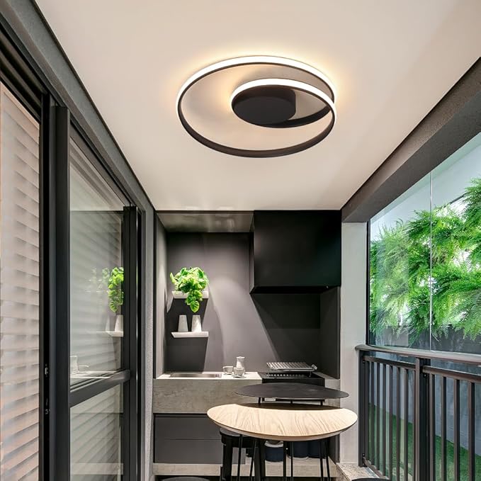 18 Inch LED Flush Mount Ceiling Light, Modern Dimmable Round Ceiling Lamp with Remote Control, Low Profile Indoor Lighting for Bedroom, Kitchen, Dining Room