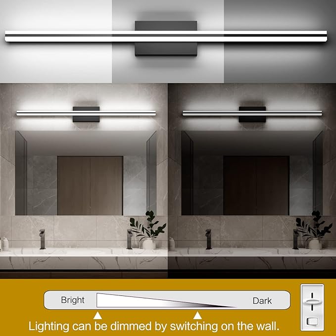 SOLFART Bathroom Vanity Lights Over Mirror 25W Dimmable LED Lights for Bathroom Matte Black 40 Inch Wall Lights