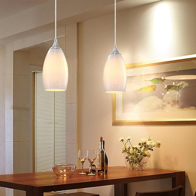 Leading Lighting 4.7" Handblow Art Glass Lamp Shade Pendant Ceiling Chandelier Wall Sconce Light Replacement Oval Glass Shade Fixture (Frosted Glass 3 Pack)