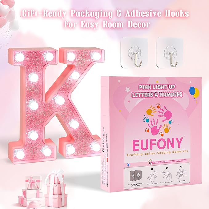 Pink Light Up Marquee Numbers, Glitter LED Number Lights Signs Battery Operated for Girls 9th 19th 29th Pink Birthday Party Table Decorations, 8 Inch Tall Number 9 with Cool White Lights