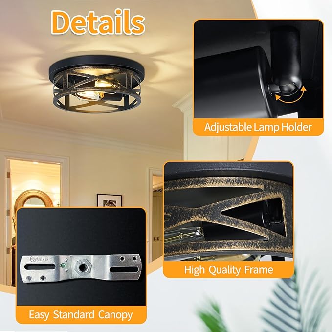 ZHU YAN Farmhouse Light Fixtures,2 Pack Flush Mount Ceiling Light,Light Fixtures Ceiling Mount for Hallway Kitchen Entryway Bedroom E26 Base