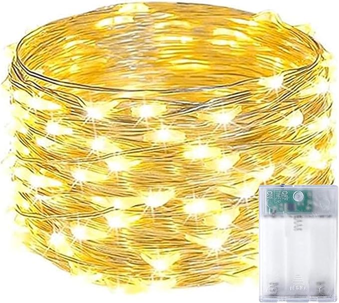 1-Pack Fairy Lights Battery Operated with Timer, 16FT 50 LED String Lights Indoor Outdoor, Cuttable Starry Fairy Lights Waterproof for Christmas Home Bedroom Wedding DIY Centerpiece Decor (Warm White)