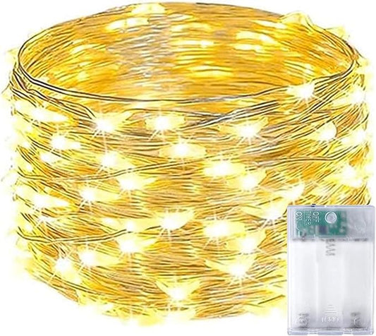 1-Pack Fairy Lights Battery Operated with Timer, 16FT 50 LED String Lights Indoor Outdoor, Cuttable Starry Fairy Lights Waterproof for Christmas Home Bedroom Wedding DIY Centerpiece Decor (Warm White)