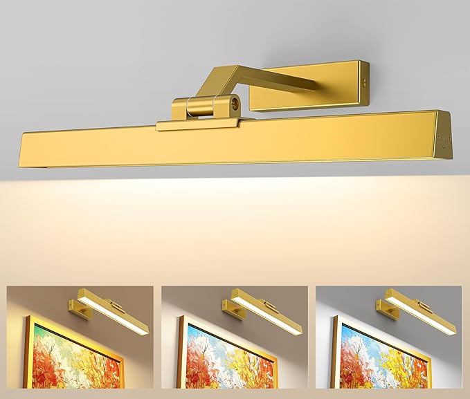 Afyuol Picture Lights Wall Light 16in CCT Gallery Light | Battery Operated, Timer, Remote Control, Adjustable Brightness, Long Lasting, for Wall, for Paintings, for Living Room, Art, Dartboard, Decor