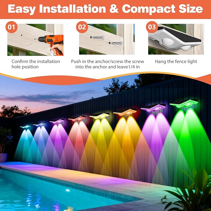 Outdoor Fence Lights Plug in, 100FT RGBIC LED Fence Lights, App & Remote Control, 100 Scene Modes, IP67 Waterproof Outdoor Lights for Backyard, Patio, Deck - Brighter Than Solar Lights