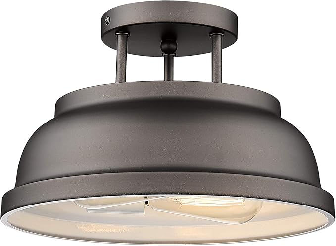 zeyu Farmhouse Semi-Flush Mount Ceiling Light - 2-Light 12 Inch Ceiling Light Fixture for Bedroom Kitchen Hallway, Oil Rubbed Bronze Finish, ZY29-F ORB