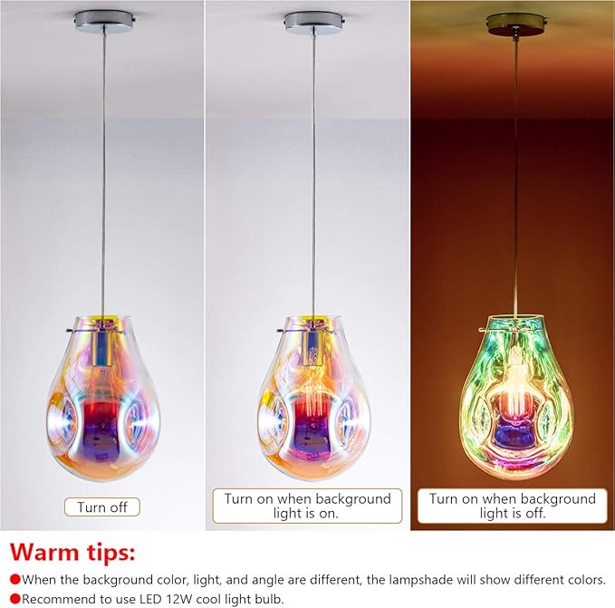 Modern Glass Island Pendant Light Lava Irregular Shape Chic 1 Light Chandelier Colorful Contemporary Hanging Ceiling Lighting for Kitchen Island Living Dining Room Bedroom