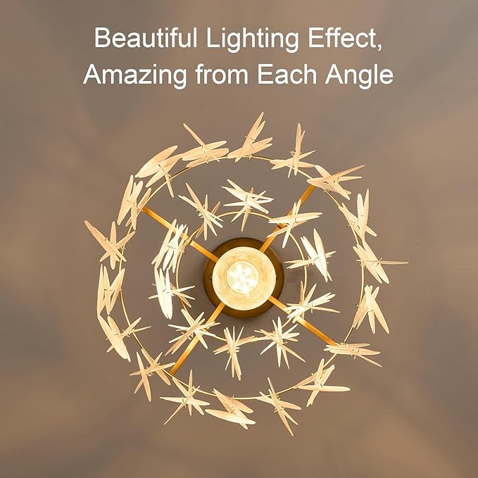 White Shell Pendant Lights, Brushed Brass Coastal Seashell Chandelier Metal 2 Tiers Ceiling Hanging Light Fixture for Kitchen Island Dining Room Entryway Bedroom Foyer, E26 Socket