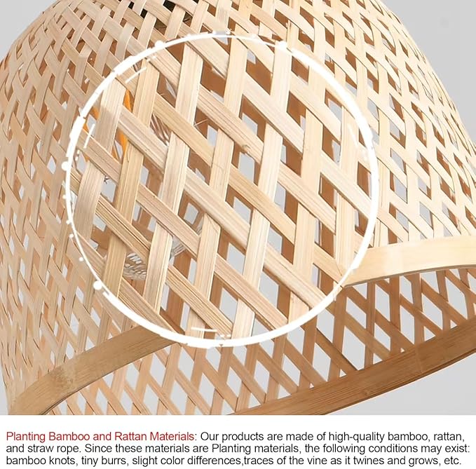3-Pack Rattan Pendant Light,11.02 Inch Bamboo Pendant Light Fixture,Handwoven Wicker Pendant Light for Kitchen Island,Coastal Chandelier for Dining Room Foyer Stairway Hallway