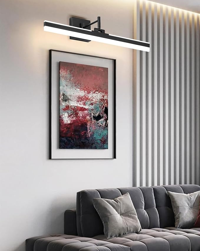 Modern LED Vanity Light,23.6‘’ Adjustable & Rotatable Bathroom Light Fixture Above Mirror, Wall Sconce, Black