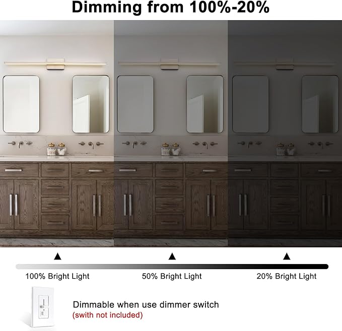39.4 inch Brushed Nickel Bathroom Vanity Light Bar 5CCT Dimmable Bathroom Light Fixtures Over Mirror Modern LED Vanity Lighting Bath Light