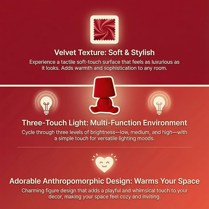 Bedside Touch Control Table Lamp, Golden Decor Thinker Statue LED Table Lamp with USB Port, 3 Way Dimmable Modern Night Light Nightstand Lamp for Home Living Room Office Shelf Decor (red-B)