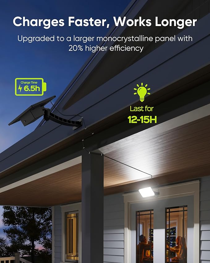 JACKYLED 1000 Lumens 299 LED Solar Lights Outdoor Bright Solar Dusk to Dawn Light with 4400mAh Battery, IP65 Waterproof Outdoor Solar Powered Security Flood Light for Wall Porch Shed Barn
