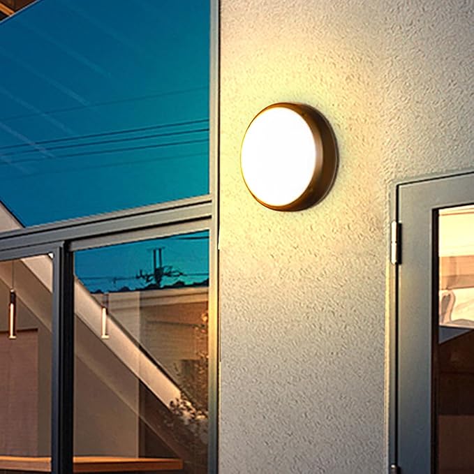 LED Flush Mount Ceiling Light,8.5Inch Outdoor Wall Lights,IP65 All Aluminum Sealed Damp,3000k,15W Round Modern Simple Porch Light, for Flat Walls or Ceilings in Wet Areas.