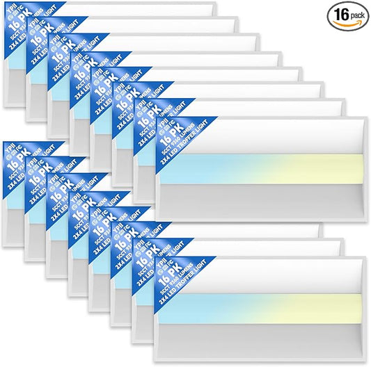 2x4 FT LED Center Basket Troffer Light, 5CCT Color Tunable 3000/3500/4000/5000/6500K, Watt Adjustable 72W/60/50/40/30W, 0-10V Dimmable Drop Ceiling Lights, 120-277V-ETL&DLC Qualified-16Pack