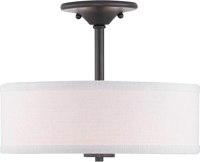 Progress Lighting Inspire Collection 13" Two-Light Semi-Flush, 10.13x13.00x13.00, Black
