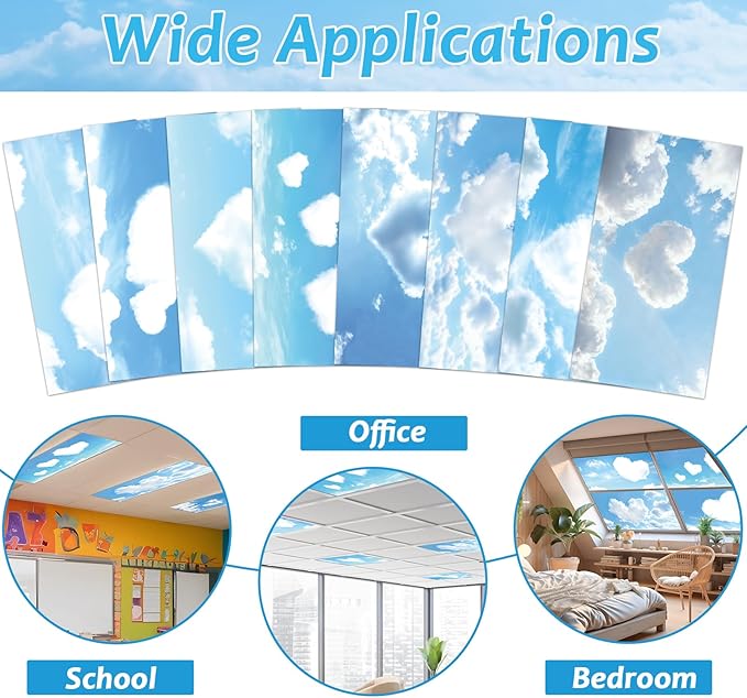 8 Pcs Fluorescent Light Covers with 80 Magnets Decorative for Classroom Ceiling Light 4 x 2 Feet Magnetic Lights Covers Filter Easy Install for Office Hospitals & Home Drop Ceiling Supplies (LOVE)